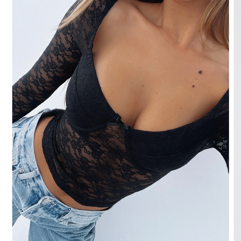 WhiteFox Black Lace Long Sleeve